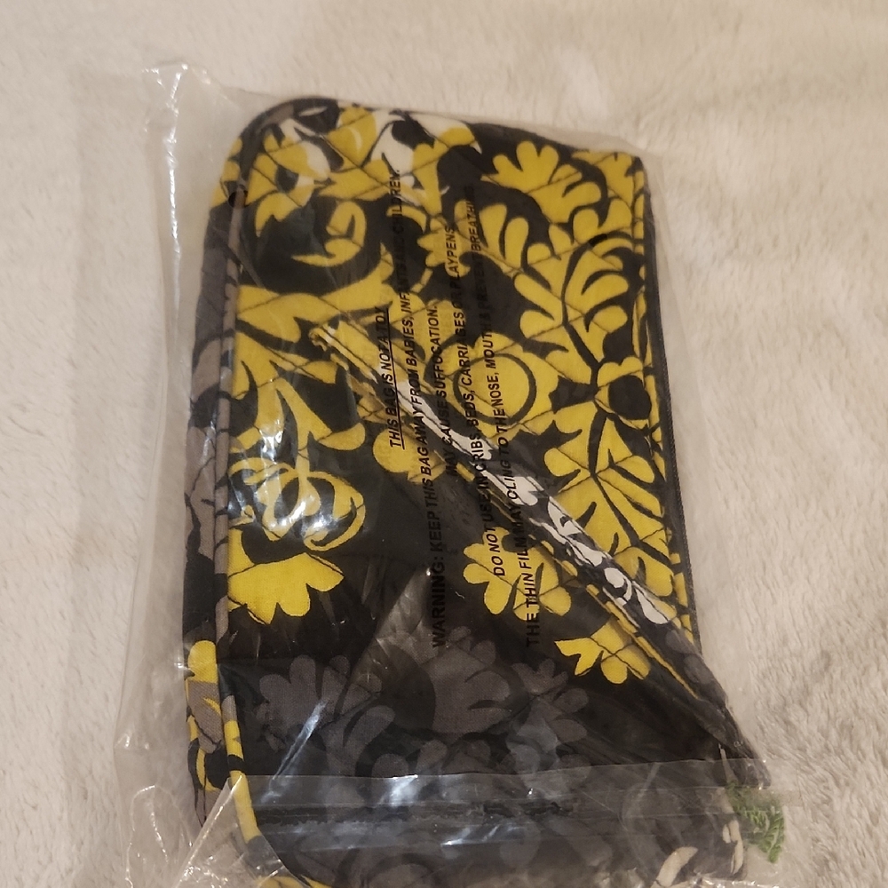 Vera Bradley Baroque Black and Yellow Wristlet